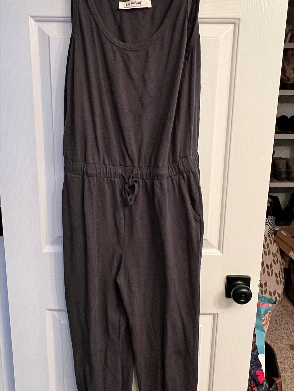 Three Bird Nest Sleeveless Dark Charcoal Jumpsuit Olive Green